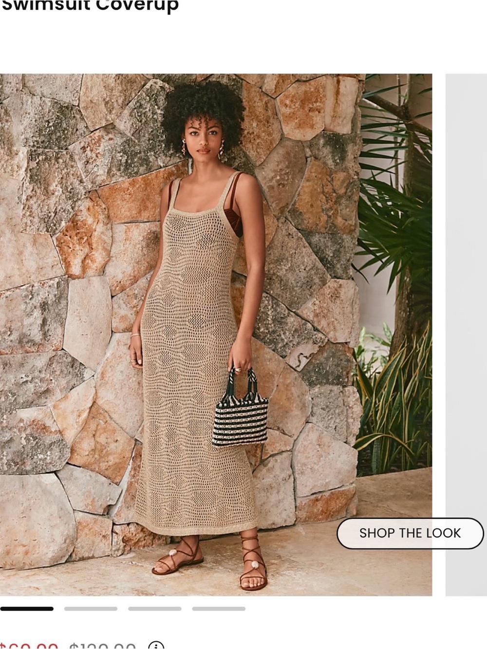 LOFT Beige Crochet Maxi Swim Coverup